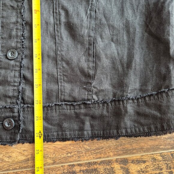 Tommy Bahama Two Palms 100% Linen Raw-Edge Jacket Button-Front Pocket Black - Picture 15 of 15